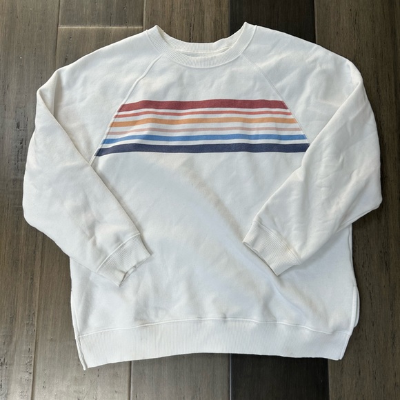 aerie Tops - Aerie White and Blue Sweatshirt Cozy Cotton Blend